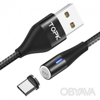Магнитный кабель для зарядки Topk Led AM23 USB 2.4A Type-C
Магнитный кабель TOPK. . фото 1