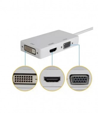 Конвертер переходник
Mini DisplayPort на HDMI/DVI/VGA 34113
Переходник 3 в 1 Min. . фото 3