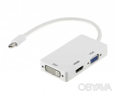 Конвертер переходник
Mini DisplayPort на HDMI/DVI/VGA 34113
Переходник 3 в 1 Min. . фото 1