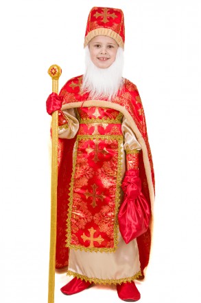  Карнавальний костюм Св.Миколай №2 (червоний) KA-50281 Основна тканина: парча; О. . фото 2