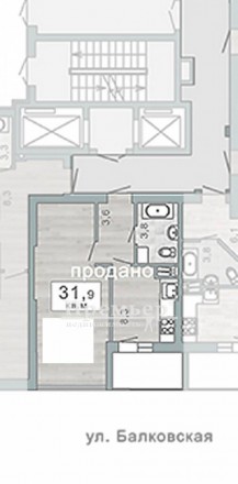 Продається однокімнатна квартира на Балківській вулиці у десятиповерховому новом. Центральный. фото 9