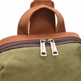 Мужской слинг через плечо, нагрудная сумка из кожи и канвас TARWA RBH-1905-3md. . . фото 8