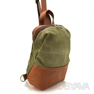 Мужской слинг через плечо, нагрудная сумка из кожи и канвас TARWA RBH-1905-3md. . . фото 1