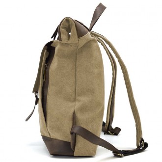 Ролл-ап рюкзак из кожи и песочный канвас TARWA RSc-5191-3md - рюкзак со скручива. . фото 5