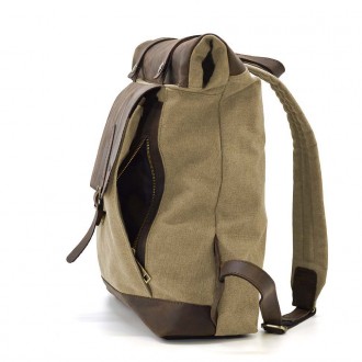 Ролл-ап рюкзак из кожи и песочный канвас TARWA RSc-5191-3md - рюкзак со скручива. . фото 9