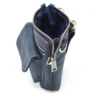 Маленькая мужская сумка на пояс, через плечо, на джинсы синего цвета TARWA RK-13. . фото 8