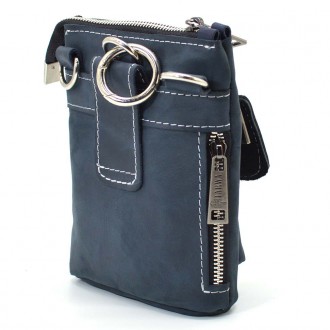 Маленькая мужская сумка на пояс, через плечо, на джинсы синего цвета TARWA RK-13. . фото 5