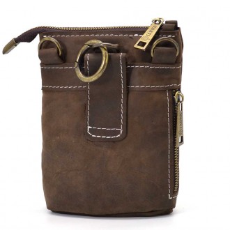 Маленькая мужская сумка на пояс, через плечо, на джинсы коричневого цвета TARWA . . фото 3