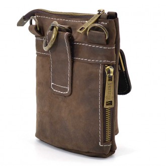 Маленькая мужская сумка на пояс, через плечо, на джинсы коричневого цвета TARWA . . фото 6