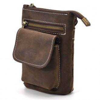 Маленькая мужская сумка на пояс, через плечо, на джинсы коричневого цвета TARWA . . фото 2