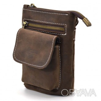 Маленькая мужская сумка на пояс, через плечо, на джинсы коричневого цвета TARWA . . фото 1