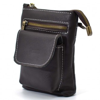 Маленькая мужская сумка на пояс, через плечо, на джинсы коричневого цвета TARWA . . фото 2