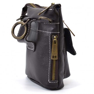 Маленькая мужская сумка на пояс, через плечо, на джинсы коричневого цвета TARWA . . фото 4