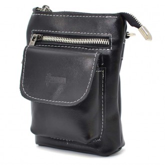 Маленькая мужская сумка на пояс, через плечо, на джинсы черная TARWA GAw-1350-3m. . фото 2