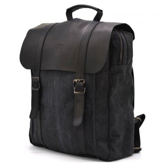 Сумка рюкзак для ноутбука из канвас TARWA RAG-3420-3md серая с черным с ручкой. . . фото 4
