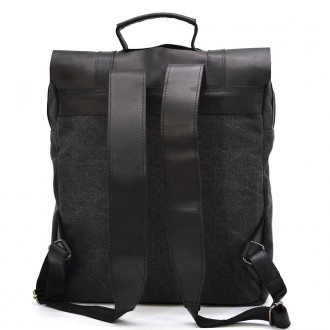 Сумка рюкзак для ноутбука из канвас TARWA RAG-3420-3md серая с черным с ручкой. . . фото 3