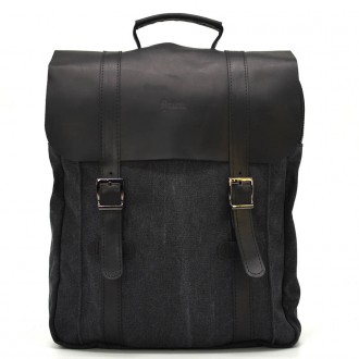 Сумка рюкзак для ноутбука из канвас TARWA RAG-3420-3md серая с черным с ручкой. . . фото 2