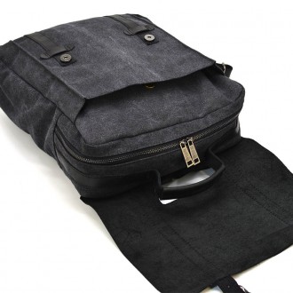 Сумка рюкзак для ноутбука из канвас TARWA RAG-3420-3md серая с черным с ручкой. . . фото 7