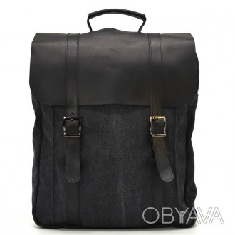 Сумка рюкзак для ноутбука из канвас TARWA RAG-3420-3md серая с черным с ручкой. . . фото 1