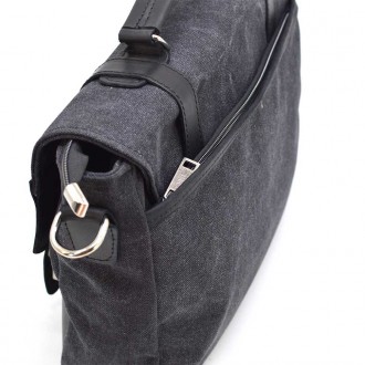 Мужской портфель из канвас и кожи наппа TARWA RAg-3920-3md - серый канвас (парус. . фото 9