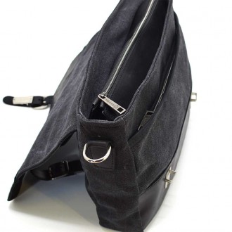 Мужской портфель из канвас и кожи наппа TARWA RAg-3920-3md - серый канвас (парус. . фото 10
