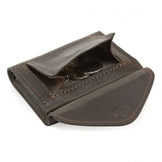 Женский небольшой кожаный кошелек Grande Pelle 503620 шоколад. Материал - натура. . фото 4