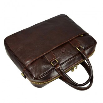 Кожаный портфель для ноутбука - The Little Prince - шоколад Time Resistance 1173. . фото 5