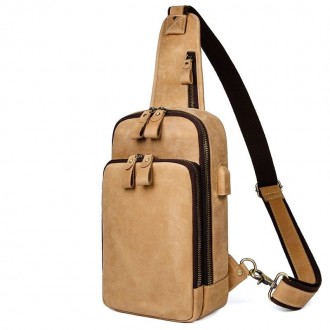 Маленький рюкзак на одно плечо, рюкзак-слинг JD4024B, в красивом песочном цвете,. . фото 2