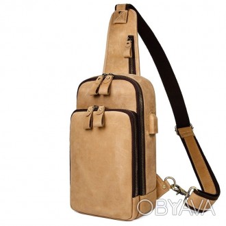 Маленький рюкзак на одно плечо, рюкзак-слинг JD4024B, в красивом песочном цвете,. . фото 1