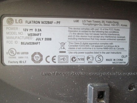 Монітор LG Flatron W2284F-PF Glossy Black (LCD TFT). 22 дюйма. Під ремонт

Мон. . фото 10