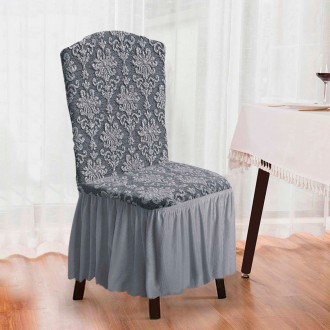 
Жаккардовые чехлы с юбкой на стуле – это необычный и стильный способ украсить в. . фото 2