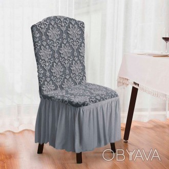 
Жаккардовые чехлы с юбкой на стуле – это необычный и стильный способ украсить в. . фото 1
