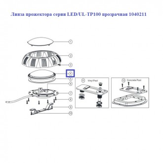 Лінза прожектора Emaux серії LED/UL-TP100 прозора 1040211.. . фото 3