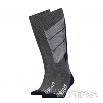 Гірськолижні шкарпетки Head Unisex Ski Graphic Kneehigh 2-pack gray/blue — 79100. . фото 1