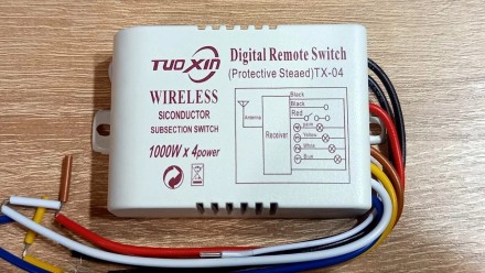 Выключатель дистанционный четырехканальный Tuoxin TX-04 с пультом.Иногда неудобн. . фото 3