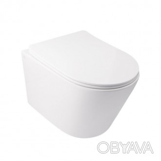 Унітаз підвісний Qtap Swan безободковий Ultra Quiet з сидінням Soft-close QT1633. . фото 1