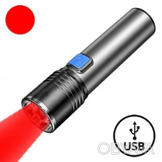  
Многофункциональный, практичный и компактный ручной фонарик с красным светодио. . фото 1