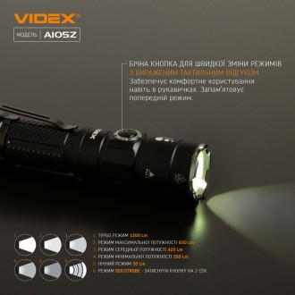  
Портативный светодиодный фонарик VIDEX VLF-A105Z 1200Lm 5000K предназначен для. . фото 7