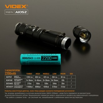  
Портативный светодиодный фонарик VIDEX VLF-A105Z 1200Lm 5000K предназначен для. . фото 10