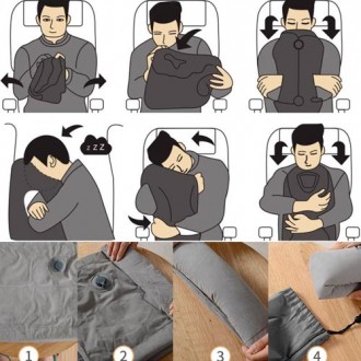 Надувна подушка-обнімашка для тривалих подорожей на літаку або автобусі. Має отв. . фото 4