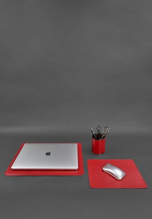 Шкіряний настільний набір складається з трьох предметів: килимок під ноутбук, пі. . фото 2