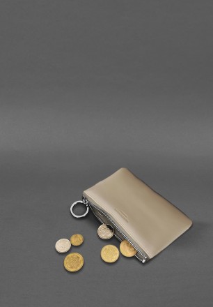 Шкіряна монетниця / міні-косметичка 3.0 світло-бежева краст - це стильний та пра. . фото 3