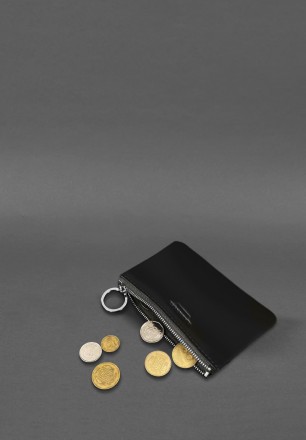 Шкіряна монетниця / міні-косметичка 3.0 чорна краст - це стильний та практичний . . фото 3