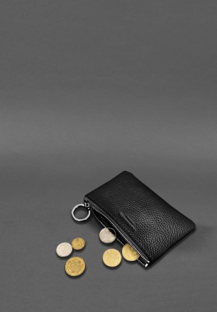 Шкіряна монетниця / міні-косметичка 3.0 чорна флотар - це стильний та практичний. . фото 3