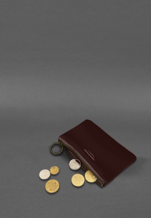 Шкіряна монетниця / міні-косметичка 3.0 бордова краст - це стильний та практични. . фото 3