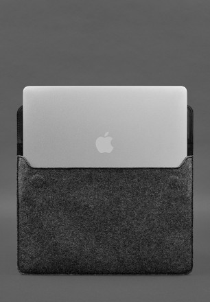 Чохол для ноутбука 13” - стильний аксесуар із фетру та натуральної шкіри, який з. . фото 5