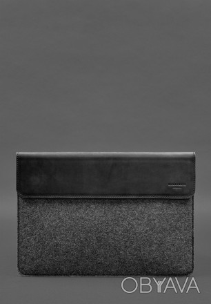 Чохол для ноутбука 13” - стильний аксесуар із фетру та натуральної шкіри, який з. . фото 1