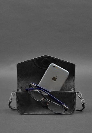 Шкіряна сумка-футляр для окулярів (міні-сумка) чорний Crazy Horse
Міні-сумка фут. . фото 3
