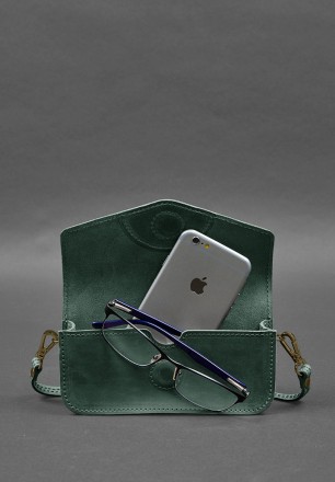 Шкіряна сумка-футляр для окулярів (міні-сумка) зелений Crazy Horse
Міні-сумка фу. . фото 3
