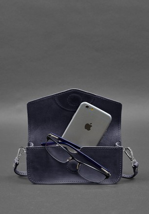 Шкіряна сумка-футляр для окулярів (міні-сумка) синій Crazy Horse
Міні-сумка футл. . фото 3